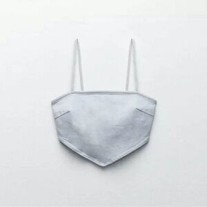 Zara denim bandana cropped backless tank top size S